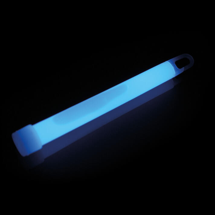 A blue glowstick on a black background.